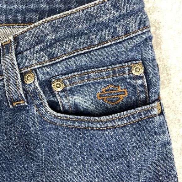 Harley-Davidson Bootcut Jean Women 10 Regular 32x32 Blue Excellent Stretch Biker - Picture 4 of 12